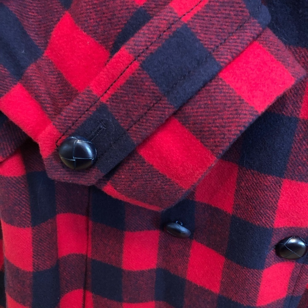 Talbots Red and Navy Checkered Pea Coat - Picture 4 of 7